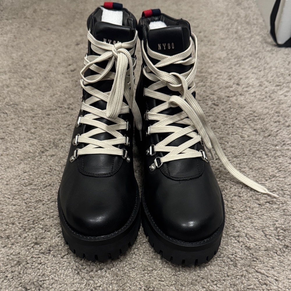 Steve Madden Black Lace-Up Combat Boots